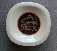 Vintage Priory Pottery Jersey Three Leopard Ceramic Ashtray Circa 1950s / 1960s