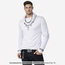 Mens Cowl Neck White Shirt