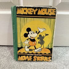 Antique Mickey Mouse Illustrated Movie Stories 1930s Walt Disney RARE Hard Book