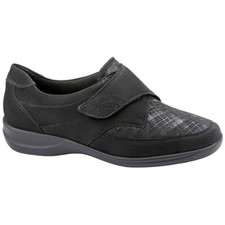 WALDLAUFER MILLU Ladies Extra Wide Fit Black Nubuck Textile Combination Shoes