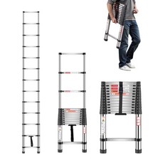 VEVOR Telescoping Ladder Stainless Steel Extension Step 12.5ft Portable Ladders