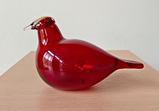 EXCELLENT Iittala / Nuutjarvi Notsjo Little Cranberry Tern Oiva Toikka - signed