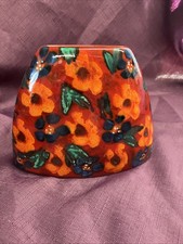 Original Anita Harris Vase Tapered Purse Shape Hand Painted  Signed Vase Floral