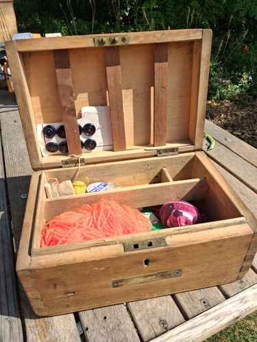 Vintage wooden sewing box - box,, old