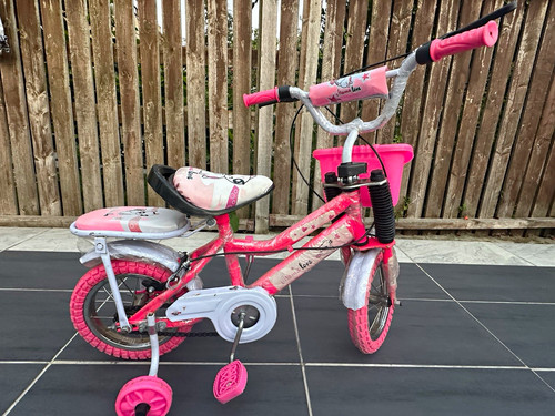 Girls pink bicycle with - girls,