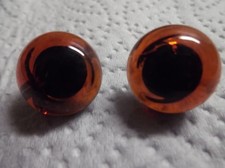 "One Pair  Amber Glass Hooped