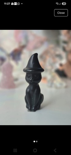 Black obsidian witch cat - obsidian,