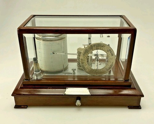 French barograph with bevelled - with,