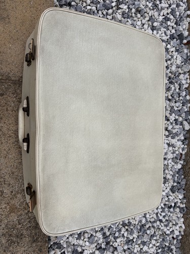 Vintage cream suitcase - vintage,