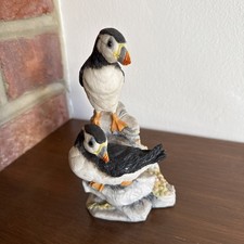 Teviotdale Puffins Hand Painted Figurine Hawick Scotland by D.Edlmann 82, boxed 