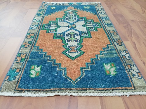 Antique blue rug handmade - rug,