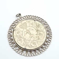 Sterling Silver Coin Mount Holder British Crown Pendant Hallmarked John Pinches