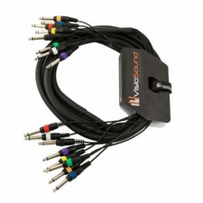 8-Way 3m 6.35mm 1/4" Mono Jack to Jack Unbalanced Loom / Patch Multicore Cable