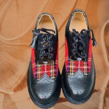Highland Scottish Leather Shoes with tartan wedding Brogues