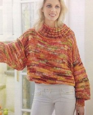 Ladies Batwing Slouchy Jumper/Sweater 4-ply KNITTING PATTERN - Sizes 8-18 