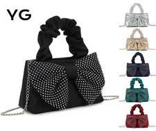 Women Diamante Bow Clutch Bag