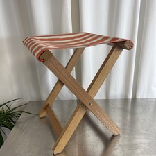 IKEA Solblekt Camping Stool Orange White Striped Folding Picnic Outdoor Seat