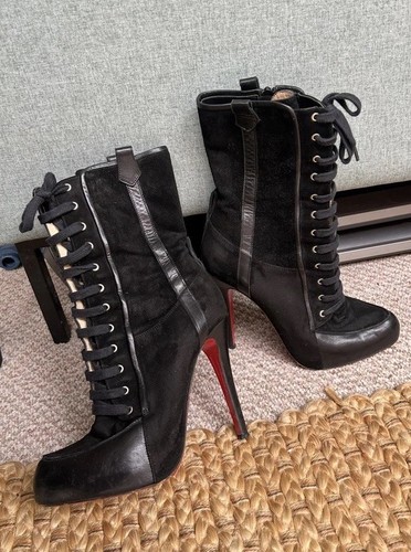 Black calf suede - black, up