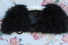 Black Soft FEATHER Fur Effect Jacket Shrug Bolero M/L 10/12/14 Coast £60
