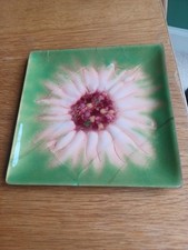 Striking coin or key dish, decorative square plate enamelled