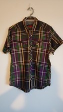 Duck And Cover Zipped Pocket Button Up Heavy Cotton Shirt Size L  Checked NWT