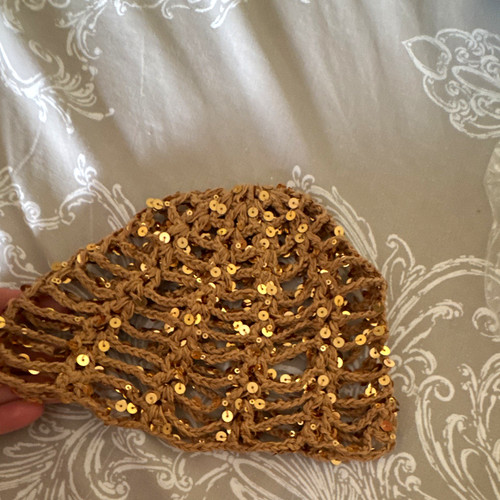Gold crochet sequin hair net - sequin,