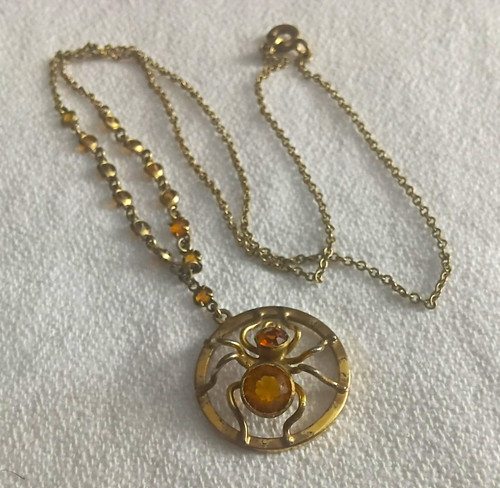 Vintage brass amber rhinestone - vintage,