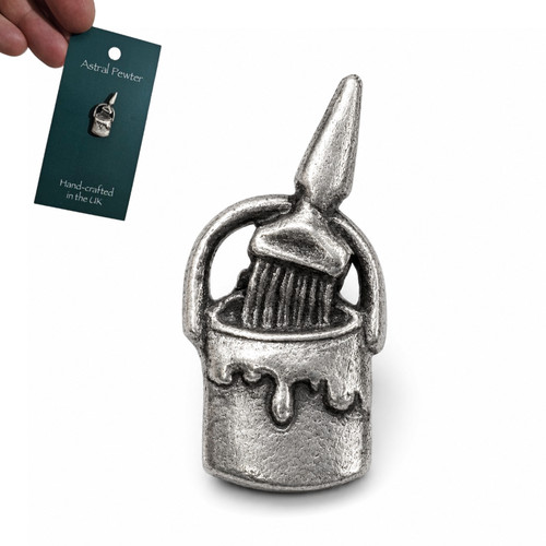 Paint pot pin - pot, pewter