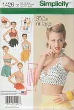 Simplicity 1426 Sewing Pattern 1950's Vintage Bra Tops 30-38 Bust Uncut