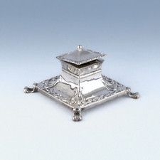 Antique Solid Silver Inkwell L BROS Birmingham 1901 Possibly Lewis Brothers  51g