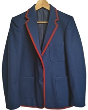 Beau Brummel Women's Blazer Blue Wool Red Trim Size 12