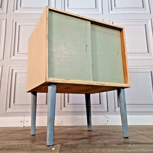 Vintage sliding door cabinet - vintage,