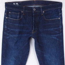 Mens G-Star 3301 TAPERED Stretch Tapered Blue Jeans W34 L34
