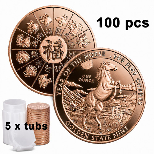 100 1oz copper rounds - 100,