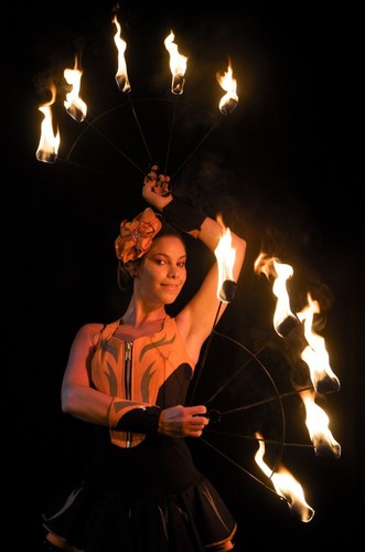 Fire fans with - fans, wicks