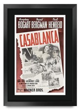 Casablanca A3 Framed Humphrey Bogart, Ingrid Bergman Poster Signed Movie Fans