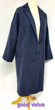 KIN By John Lewis Womens Wool Blend Coat UK Size 12 Dark Blue / Ivory