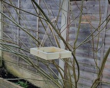 Wooden Hanging Bird Feeder —