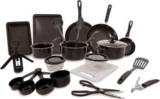 Carter & Clay 22 Piece Black Basic Kitchen Cookware & Untensil Starter Set