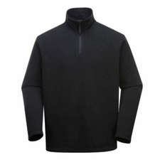 Portwest Staffa Lightweight Microfleece Black Pullover 1/4 Zip S - 3XL CLEARANCE