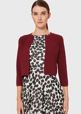 Hobbs Ella Cardigan Bolero Burgundy M UK 12 14 RRP £69