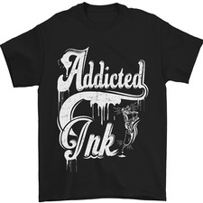 Addicted Ink Tattoo Tattooist Biker Art Mens T-Shirt 100% Cotton