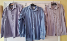 Set of 3 x Next mens shirts 16" collar slim fit 1 blue check AND 2 Purple stiped