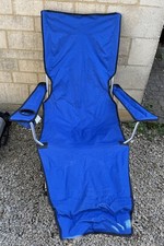 OVERSIZED Blue Folding Camping Chair Recliner Extra Large 150cm Heavy Duty 