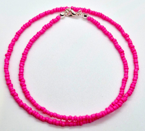 Pink seed bead - bead, 18"