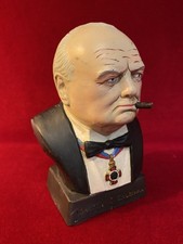 WW2 Era Winston Churchill Painted Bust Rubberoid Home Front Blitz Prime Minister