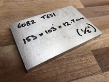 ALUMINIUM 6082 T651 PLATE/SHEET 153 x 103 x 12.7mm flat bar square billet 1/2" 