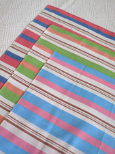 Vintage Tea Towel Blue Red Green Orange Pink Striped Stripes Tea Towel 60s 70s