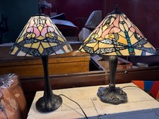 Pair Tiffany Table Lamps Lg &