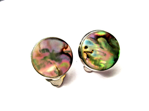 Abalone shell round clip - round,